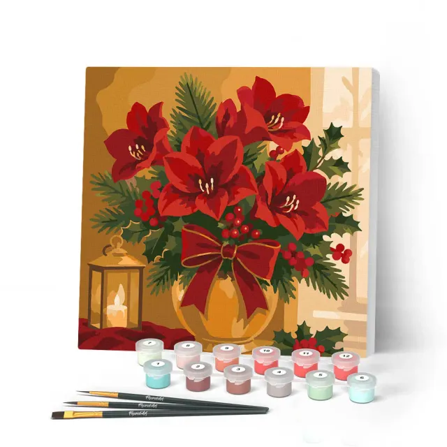 Figured'Art Kerststerren mini schilderen op nummer 20x20 cm met frame