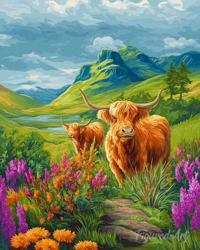 Figured'Art Schotse Hooglander diamond painting 40x50 cm full drill