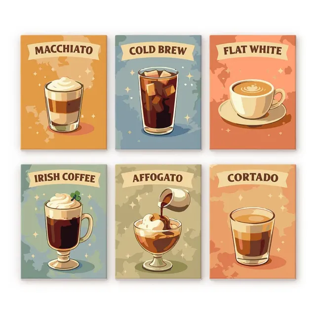 Figured'Art Mini Specialty Koffie schilderen op nummer 6 stuks 15x20cm