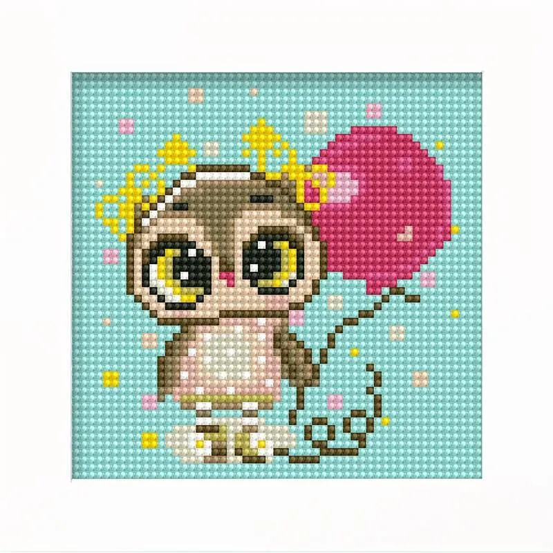 Figured'Art Uil diamond painting 15x15cm met lijst rond
