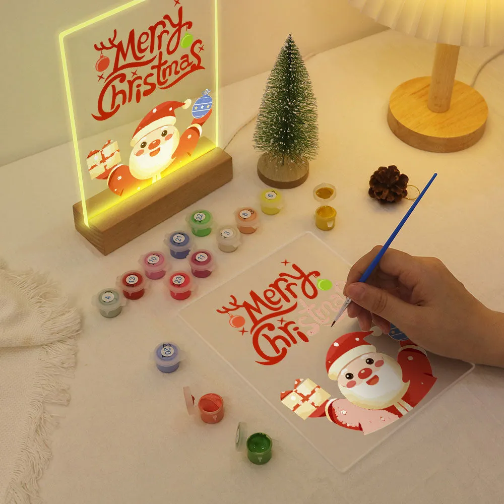 Figured'Art Kerstman 10 schilderen op nummer 15x20cm met LED