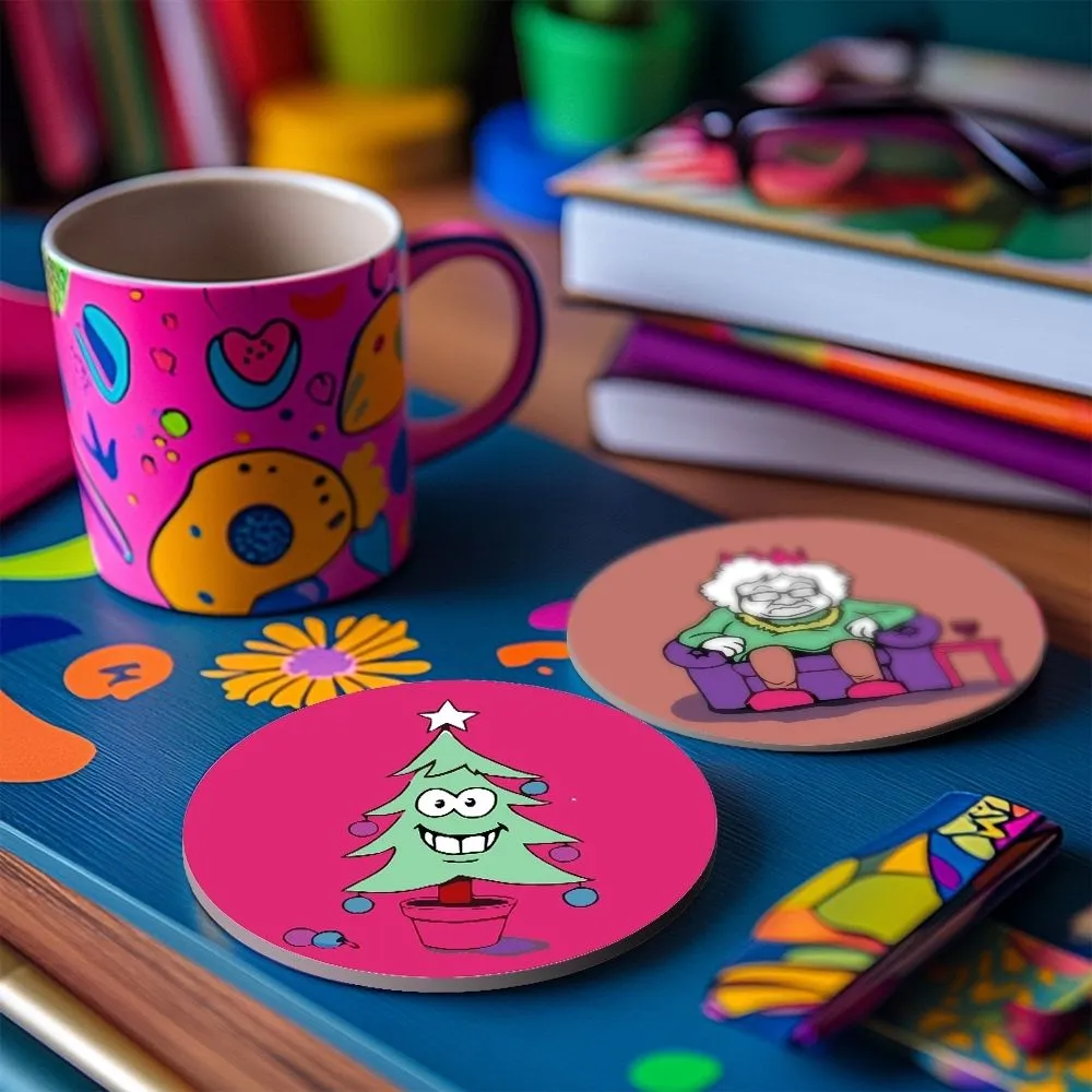 Figured'Art Creatief Kerstcadeau 2 schilderen op nummer onderzetters 10cm 4 stuks