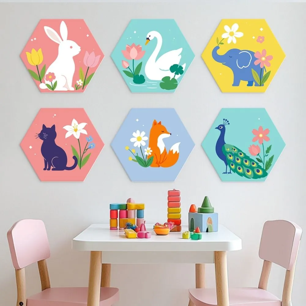 Figured'Art Mini Serie Dierenset kinderkamer schilderen op nummer zeshoek