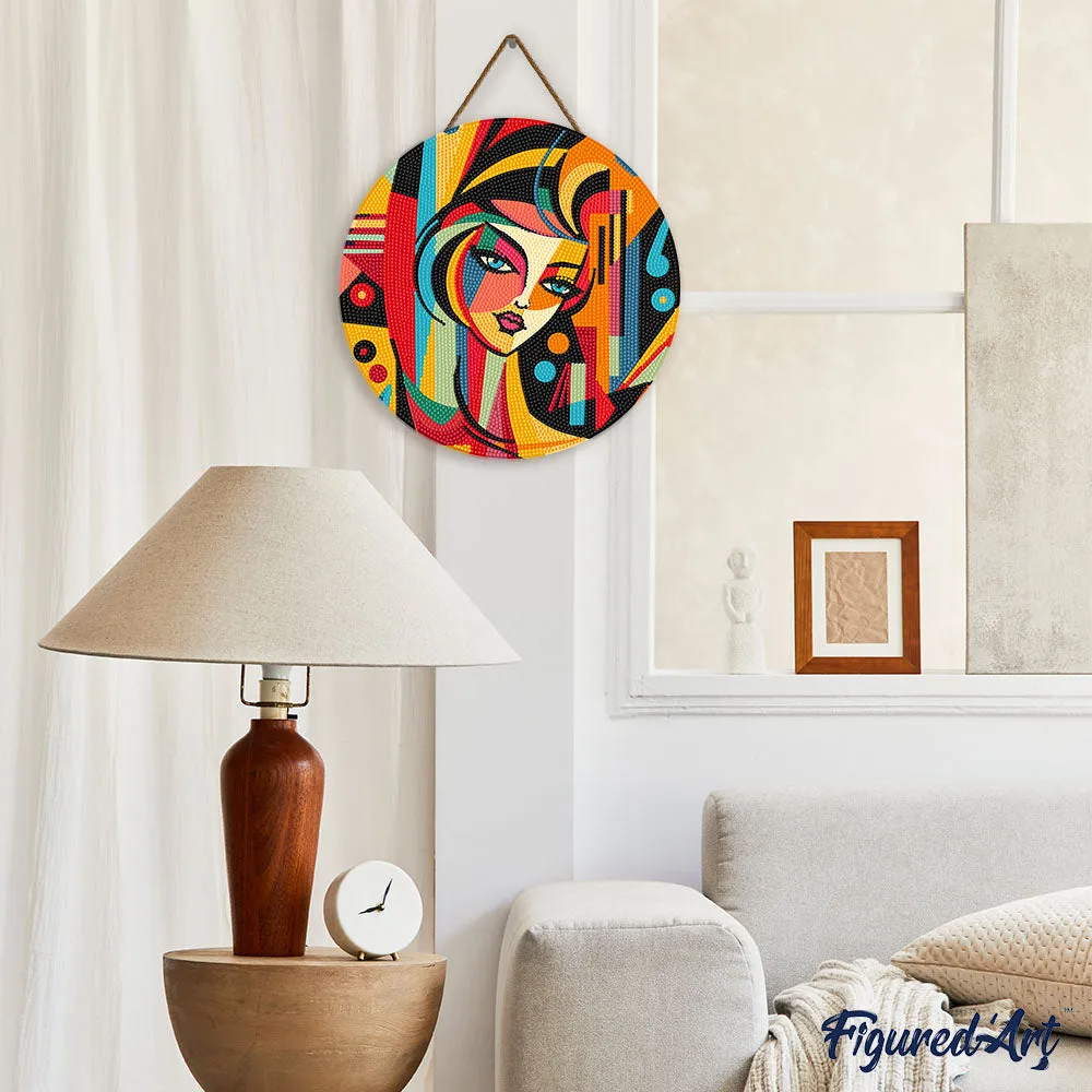 Figured'Art Picasso Stijl Abstracte Vrouw diamond painting hout 30 cm
