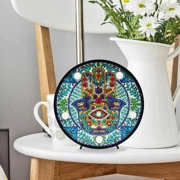 Figured'Art Hand Hamsa led lamp diamond painting 15 cm