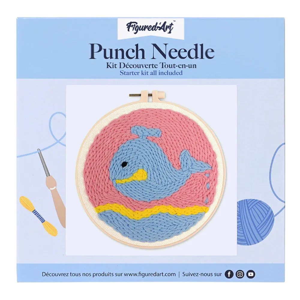 Figured'Art Zwevende Walvis punch needle pakket 20 cm wol