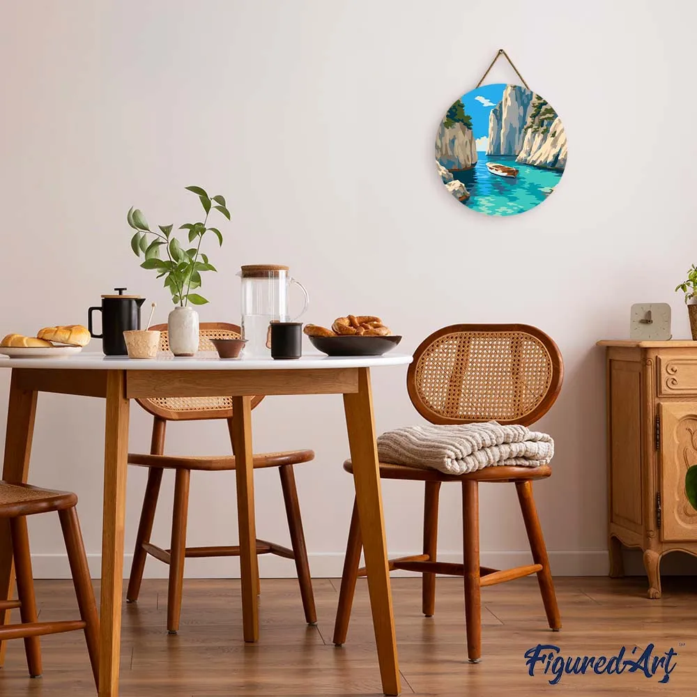 Figured'Art Rustige Blauwe Inham schilderen op hout 30 cm