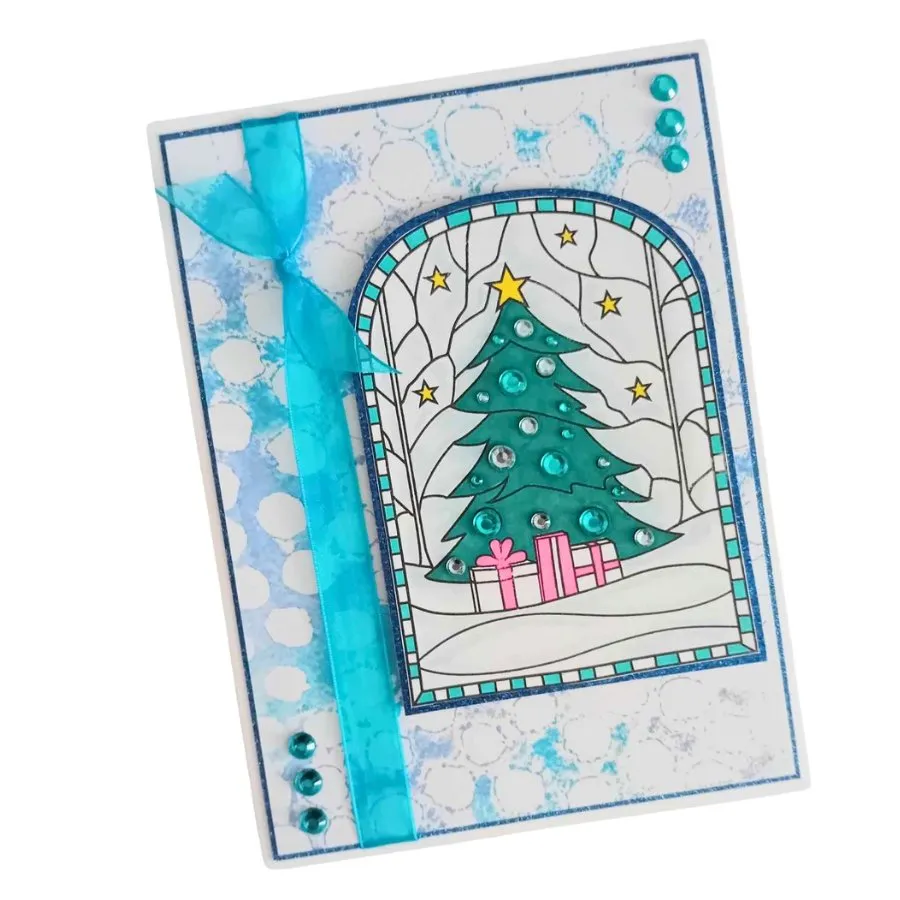 Craft Buddy Tree of Light stempelset A6 stained glass