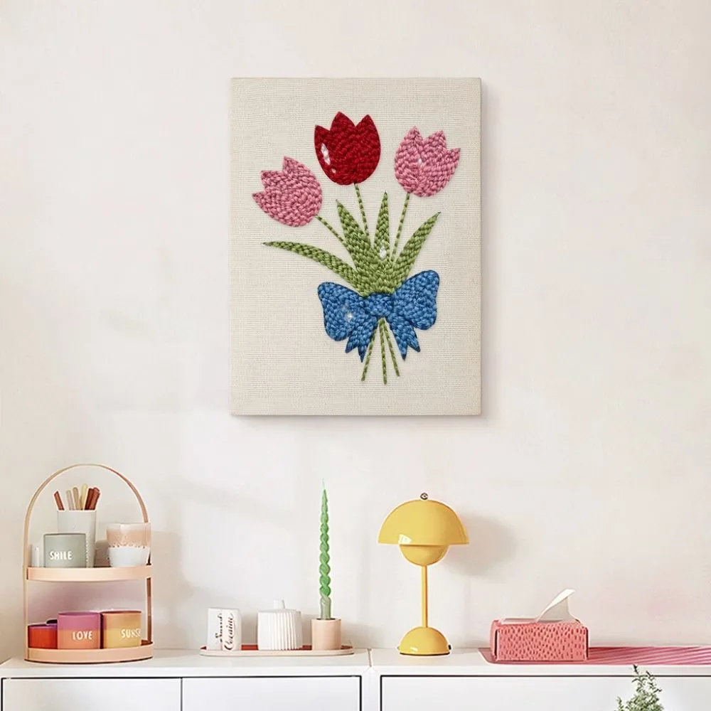Figured'Art Tulpen Boeket punch needle pakket 20x30cm met frame zacht
