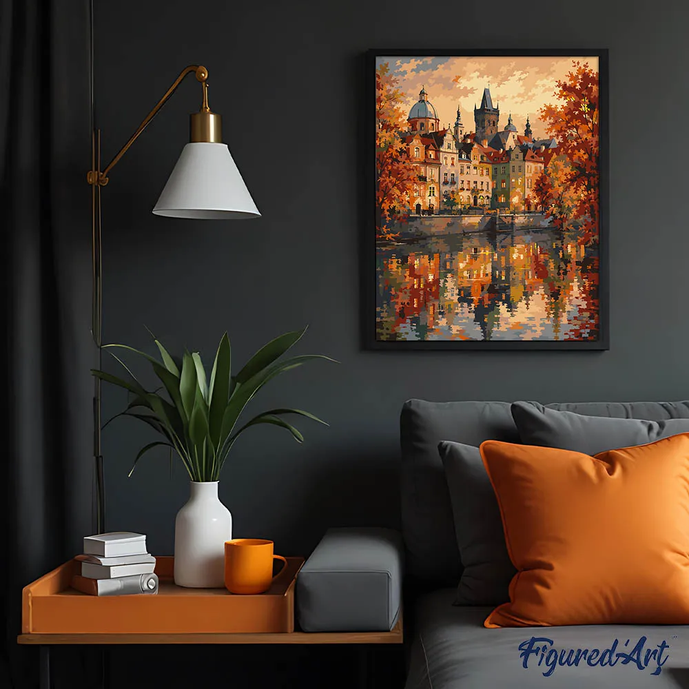 Figured'Art Praag Herfstige weerspiegelingen schilderen op nummer 40x50 cm