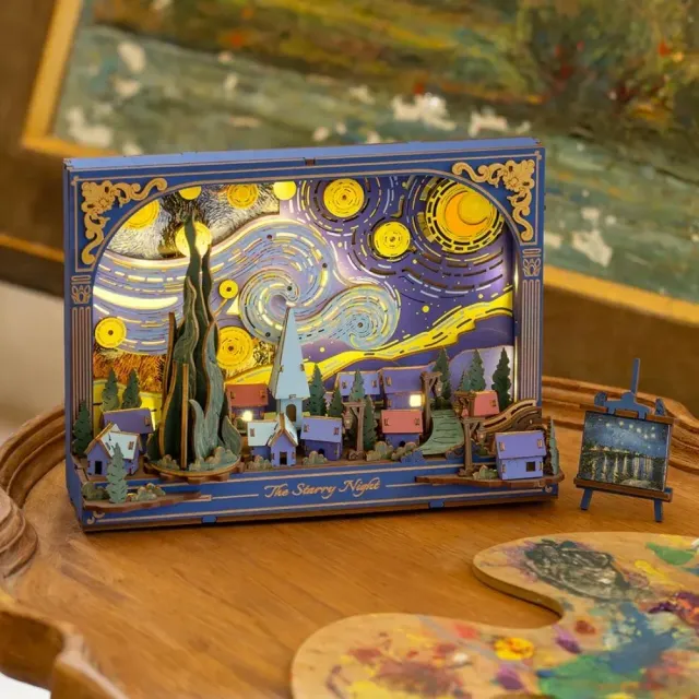 Figured'Art De Sterrennacht 3D puzzel hout 238 stukjes met LED