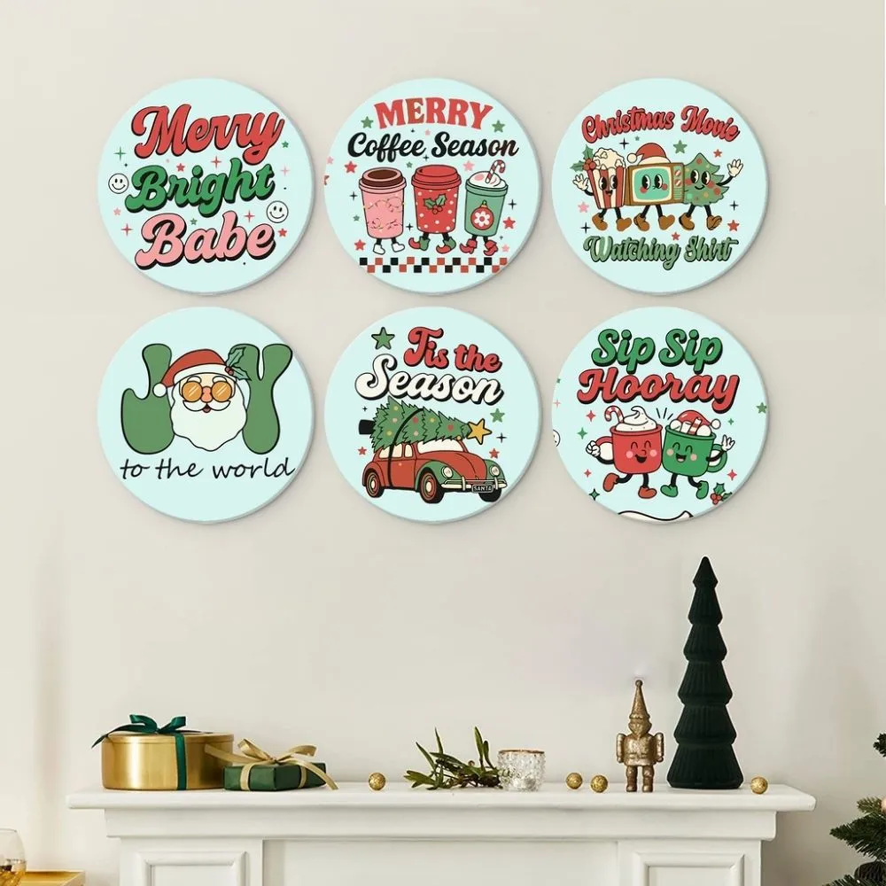Figured'Art Warme kerstwensen schijven schilderen op nummer Ø20cm 6st