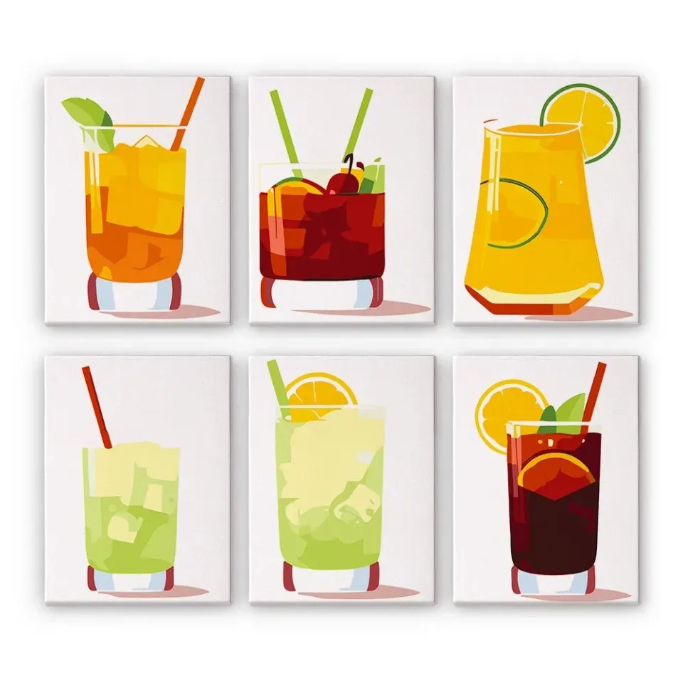 Figured'Art Mini Schilderen op Nummer Levendige Zomercocktails 15x20cm