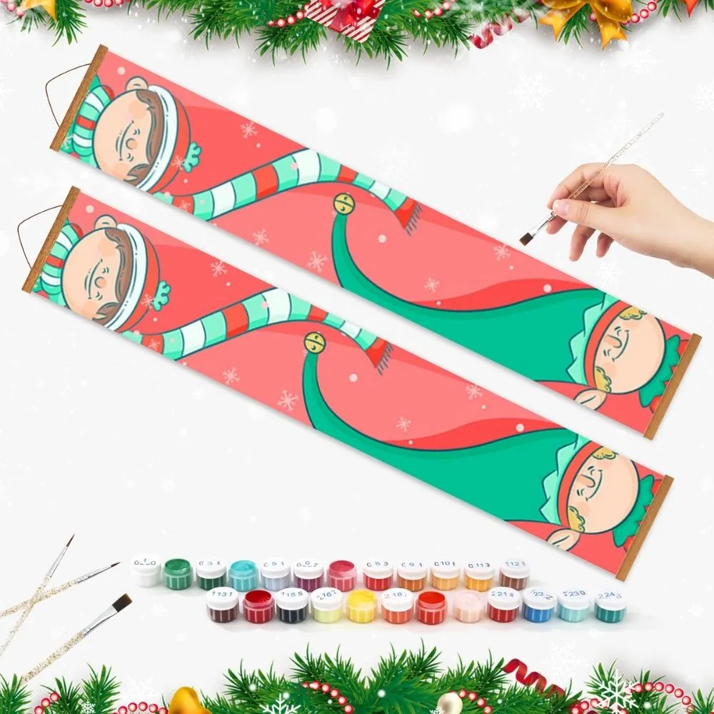 Figured'Art Kleine Kerstgnomen schilderen op nummer deurbanner 20x120cm