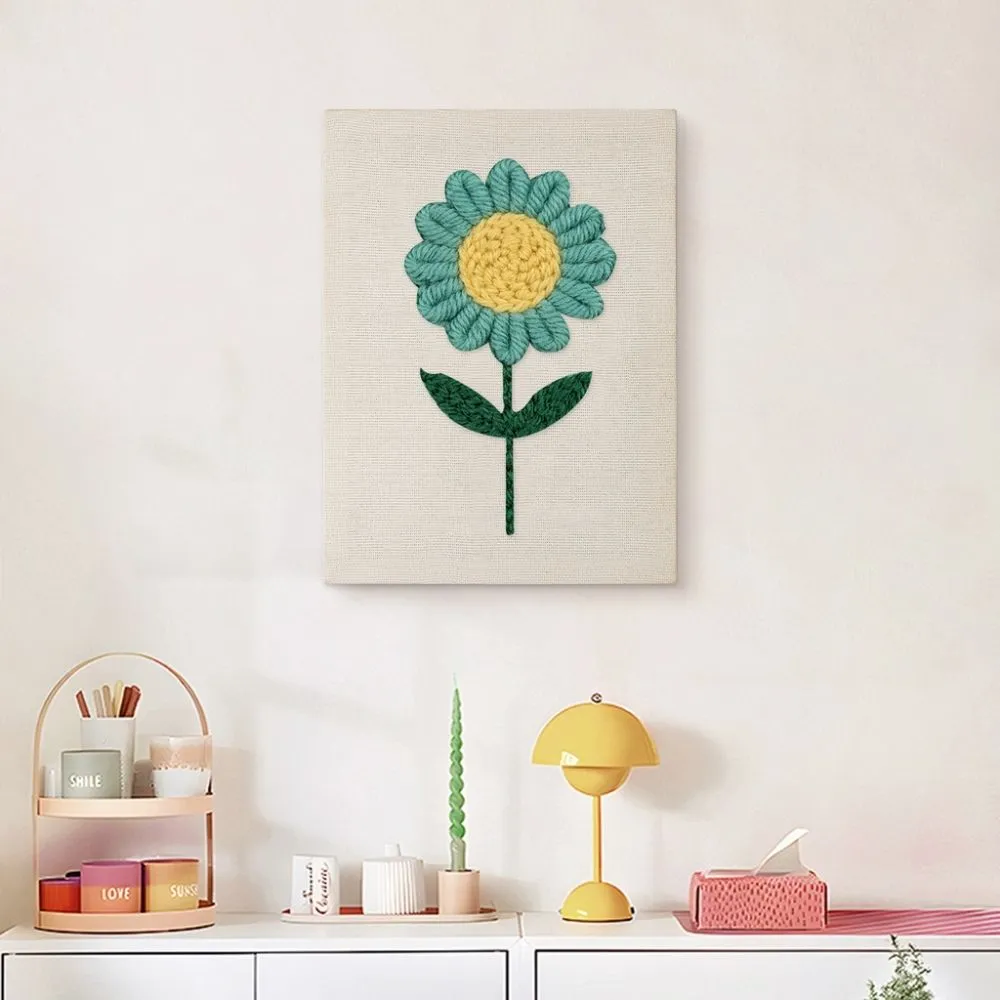 Figured'Art Blauwe Lucht Bloem punch needle pakket 20x30cm frame