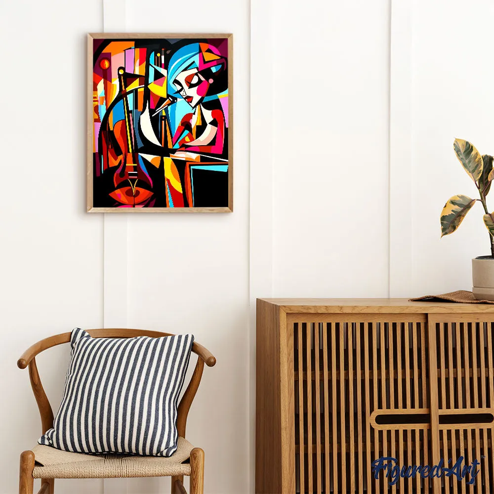 Figured'Art Jazzzangeres abstract canvas schilderen 40x50 cm
