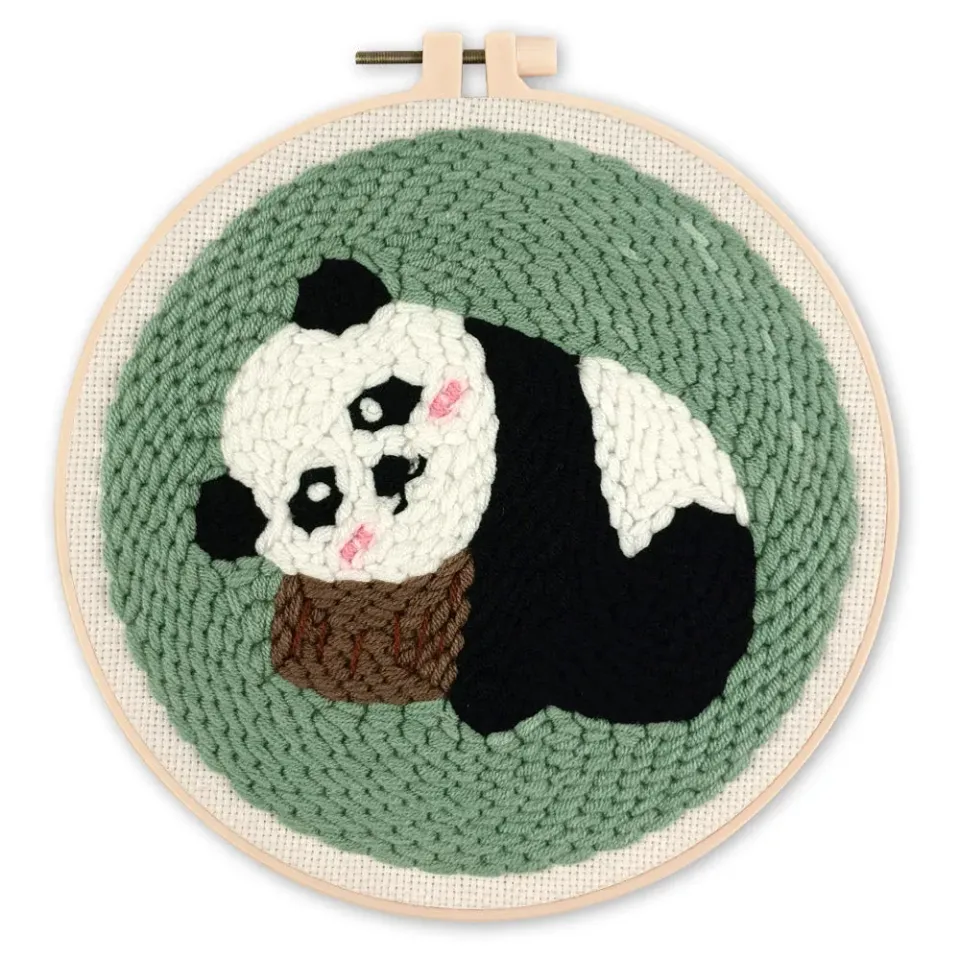 Figured'Art Panda 1 punch needle pakket rond 20cm wol