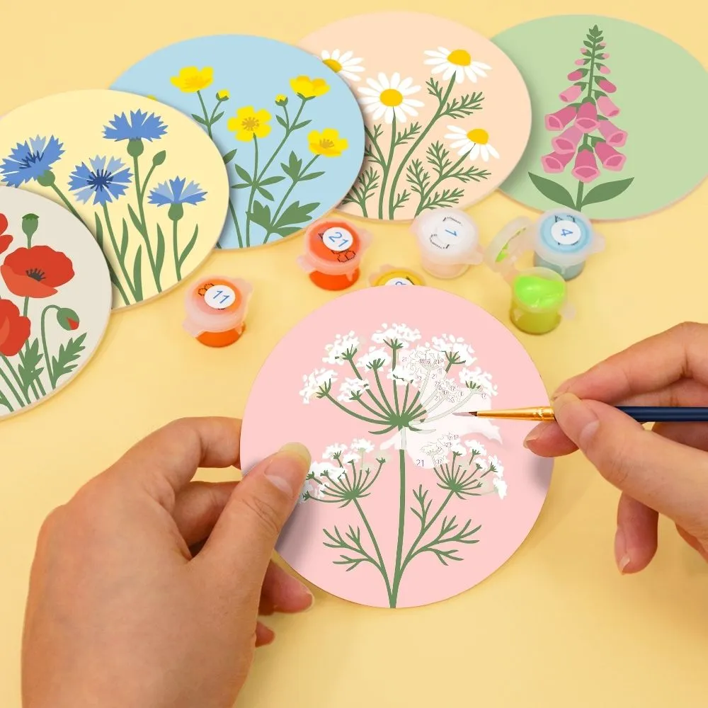 Figured'Art Wilde Bloemen onderzetters schilderen op nummer 6 stuks