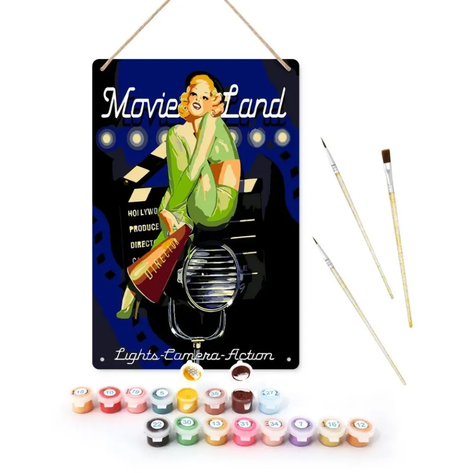 Figured'Art Filmland schilderen op nummer metalen poster 30x20cm