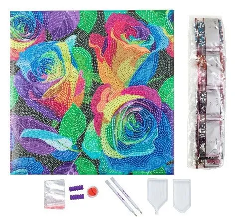 Craft Buddy Crystal Art Rainbow Roses canvas 30x30 cm