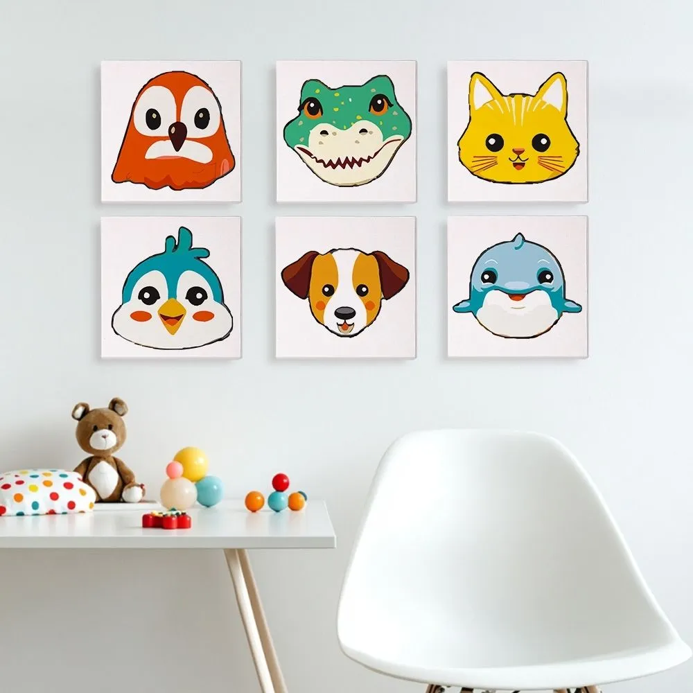 Figured'Art Dierengezichten 3 schilderen op nummer 15x15 6 stuks dier
