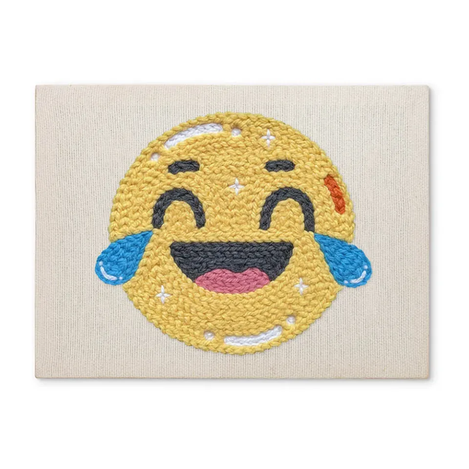 Figured'Art Emoji Plezier punch needle pakket 20x30 cm katoen