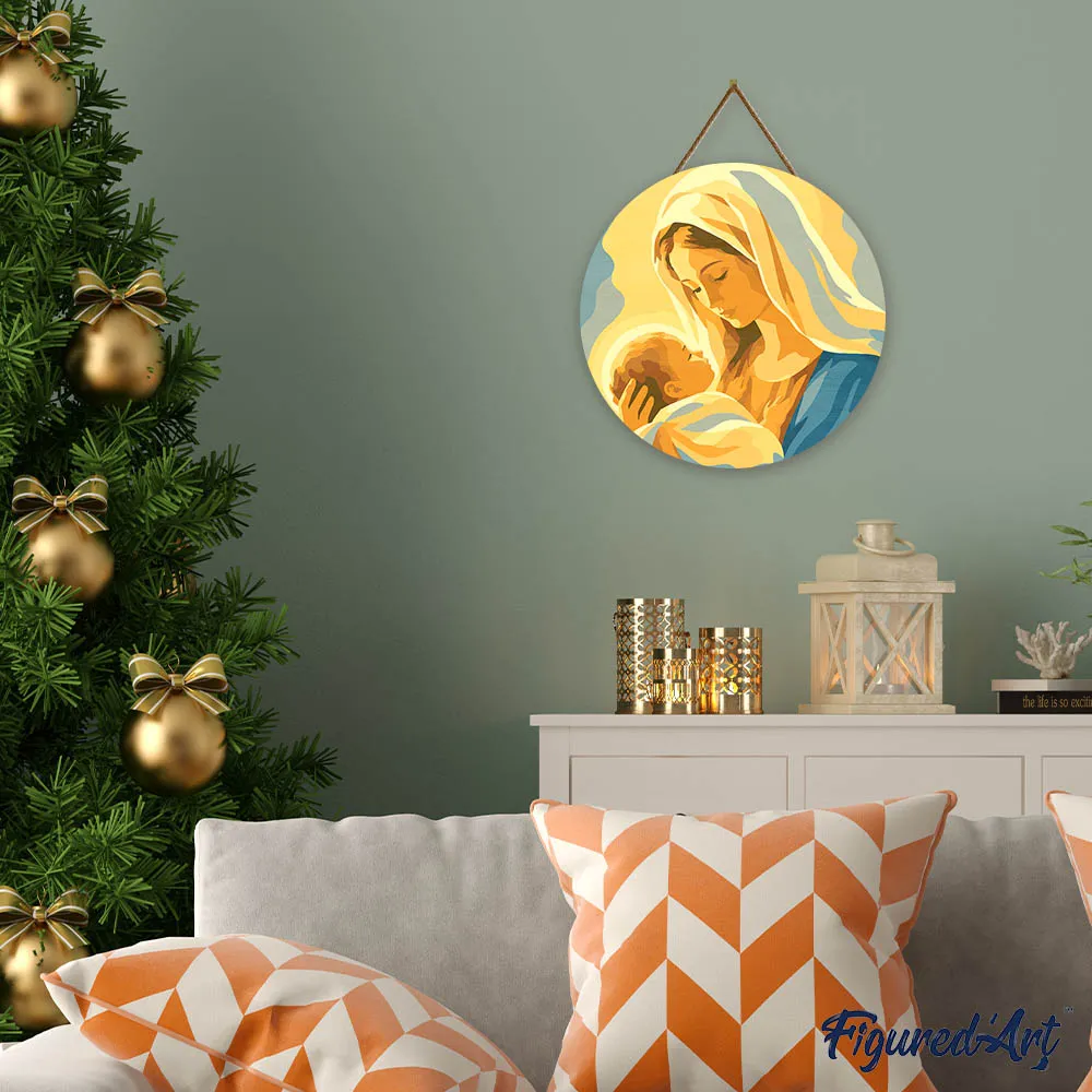 Figured'Art Maria-gebed schilderen op nummer houten schijf 30cm