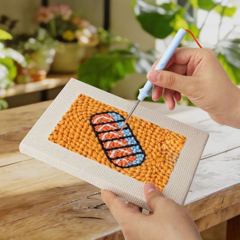 Figured'Art Punch Needle Set Smakelijke Maaltijd 4 stuks met frames