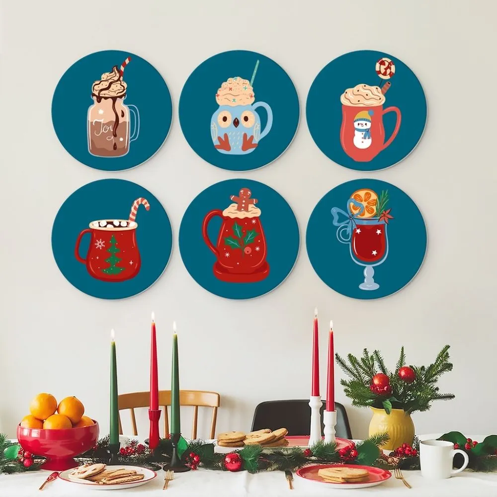 Figured'Art Warme winterdrankjes mini schilderen op nummer 6 stuks