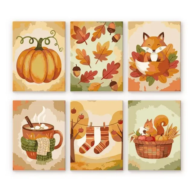Figured'Art Herfst in het Bos mini canvas 15x20 cm 6 stuks