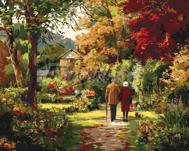 Figured'Art Eeuwige liefde herfst schilderen op nummer 40x50cm