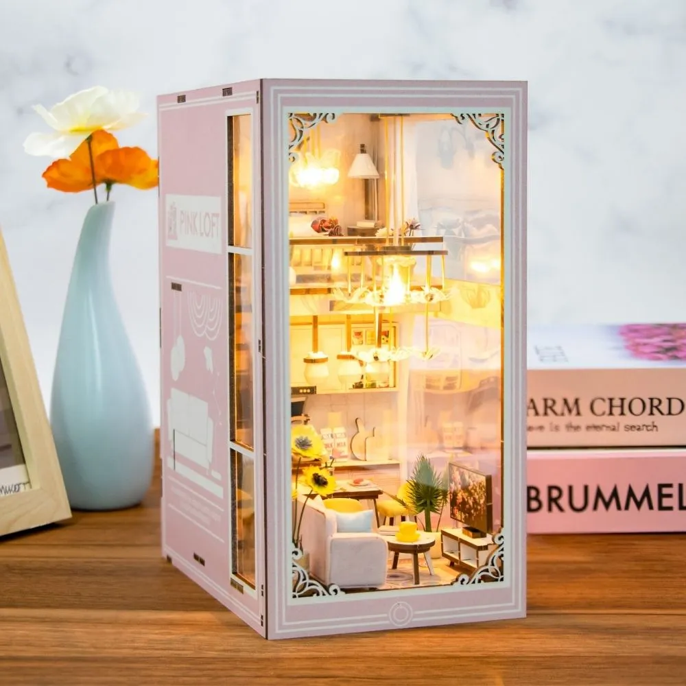 Figured'Art Roze Loft book nook bouwpakket 11,6x18x23cm 54 stuks