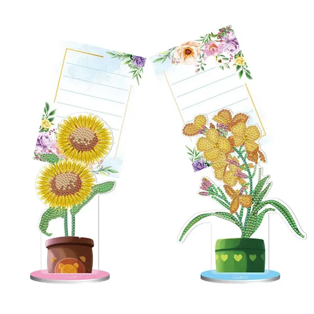 Figured'Art Bloemen diamond painting notitiehouder 2 stuks kunststof