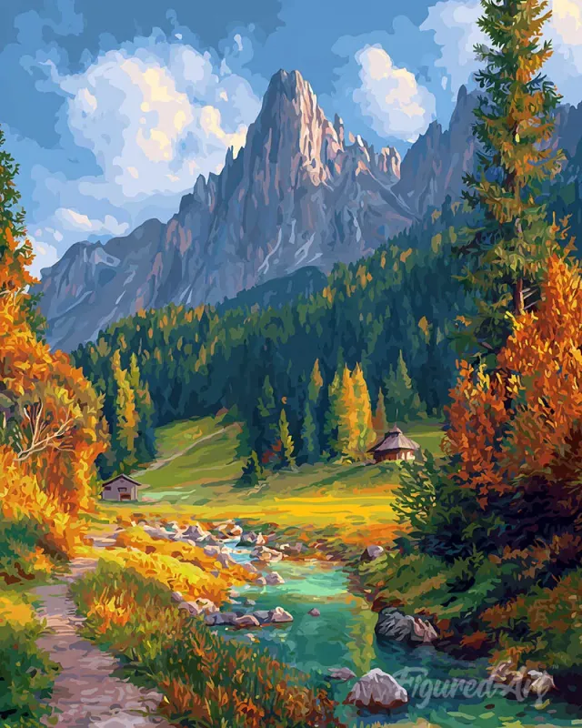Figured'Art Herfststroom in de Alpen diamond painting full drill