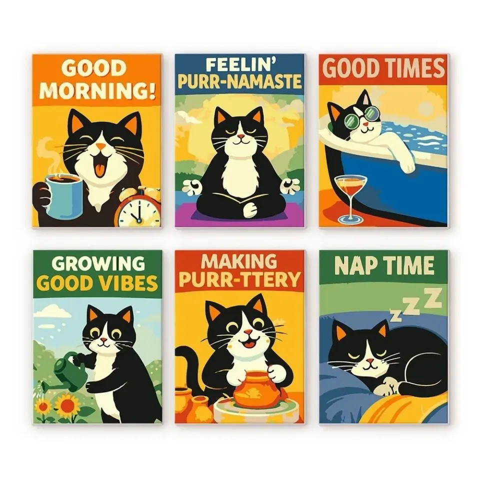 Figured'Art Mini Goede Tijden met Katten schilderen op nummer 6x 15x20cm