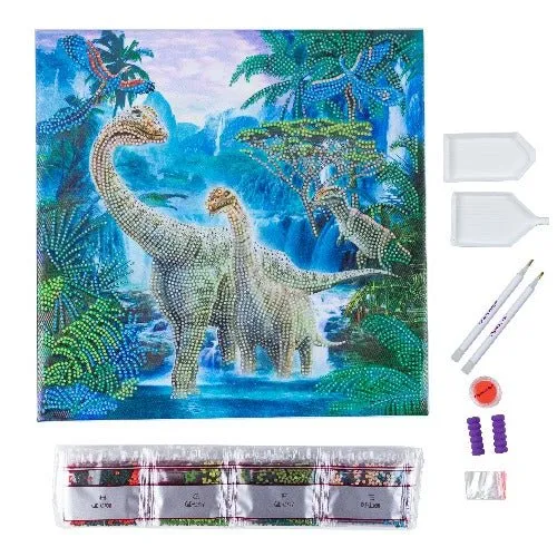 Craft Buddy Crystal Art Jurassic Jungle canvas 30x30cm dino