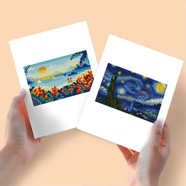 Figured'Art Mini Sterrennacht en Zon diamond painting 15x20cm 2 stuks