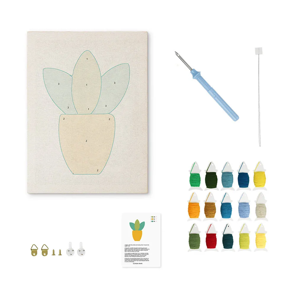 Figured'Art Mini Groen Punch Needle Pakket 20x30 cm met frame