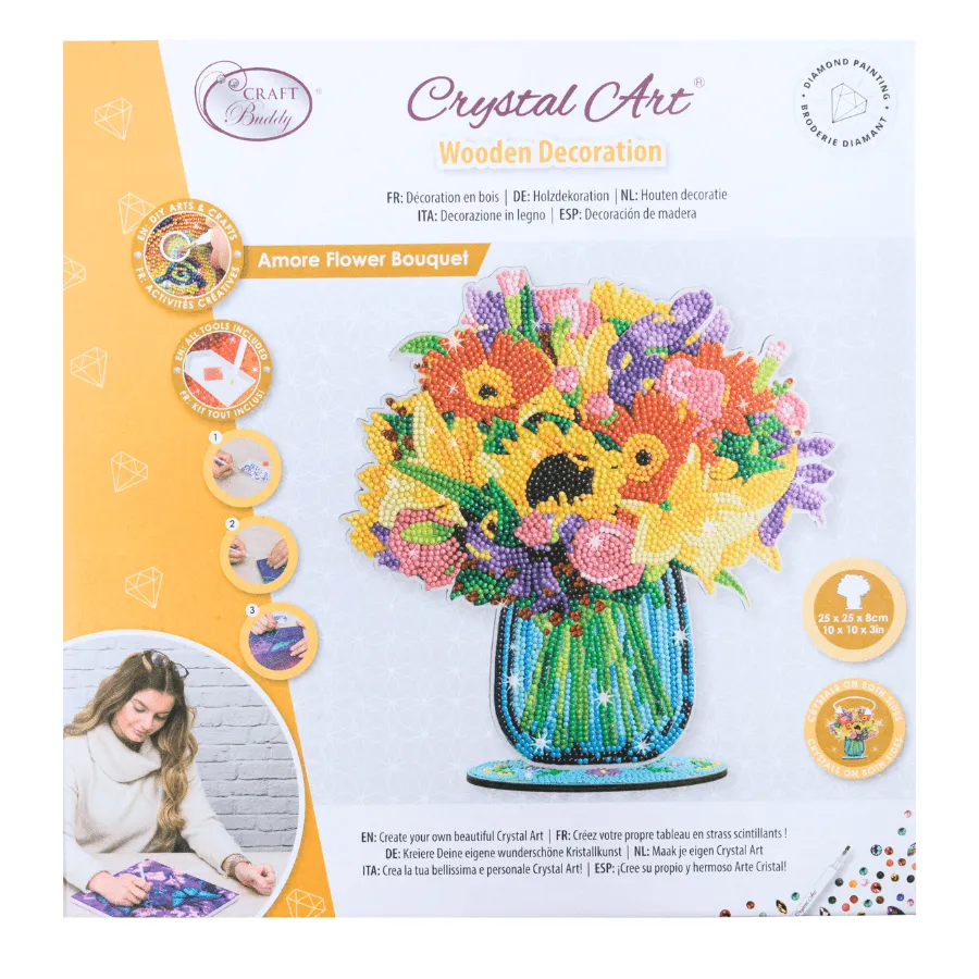 Craft Buddy Crystal Art Amore Flower Bouquet houten decoratie 25 cm