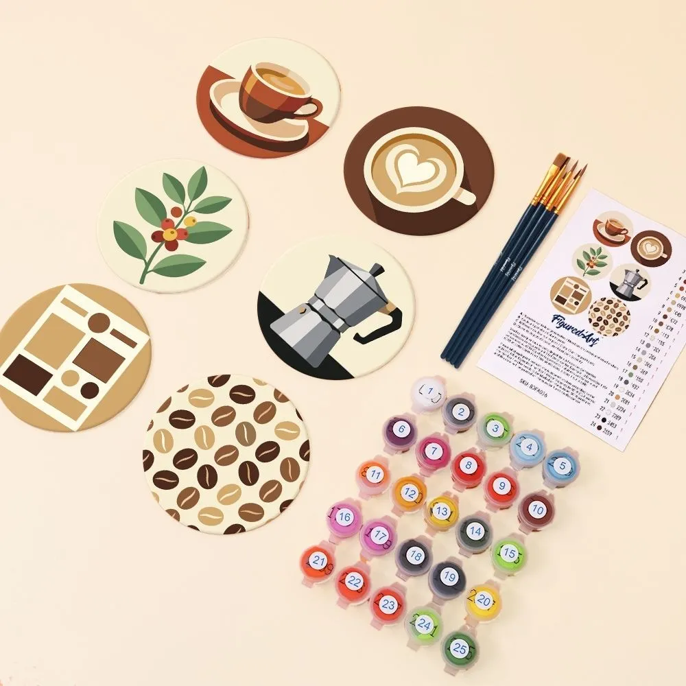 Figured'Art Koffiepauze Onderzetters Schilderen 10cm 6 Stuks