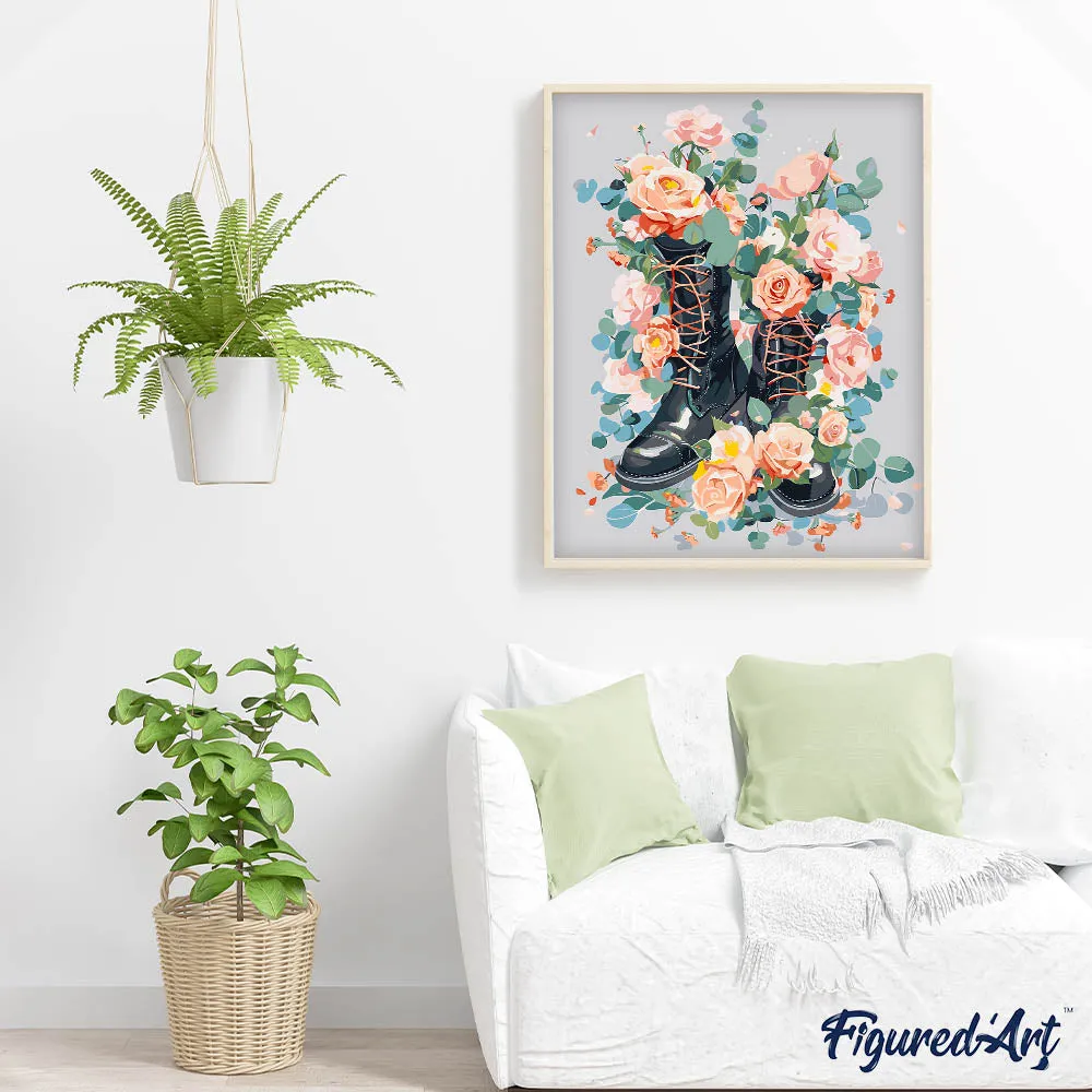 Figured'Art Bloeiende treden schilderij op nummer 40x50 cm