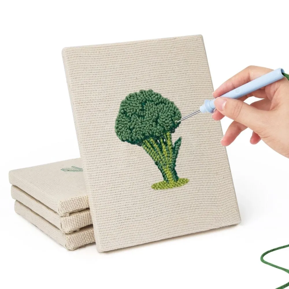 Figured'Art Vers en Knapperig Punch Needle Set 4 stuks met frame