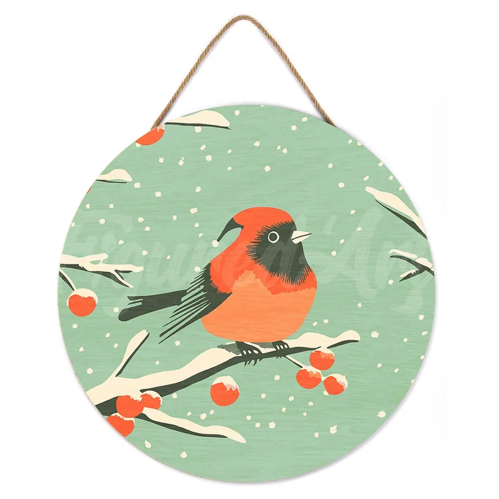 Figured'Art Winter roodborstje schilderen op nummer houten schijf 30 cm