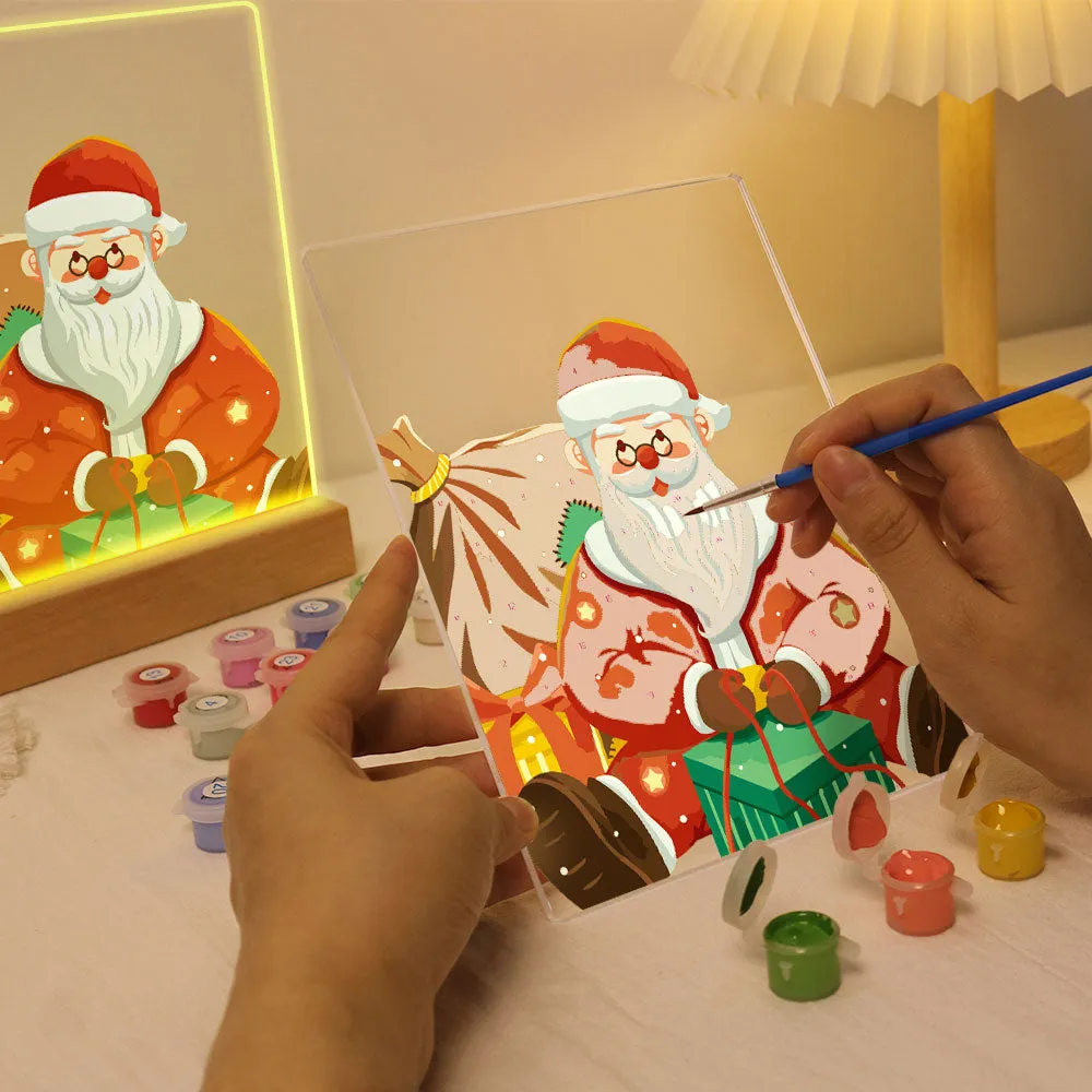 Figured'Art Kerstman 09 schilderen op nummer 15x20cm met LED standaard