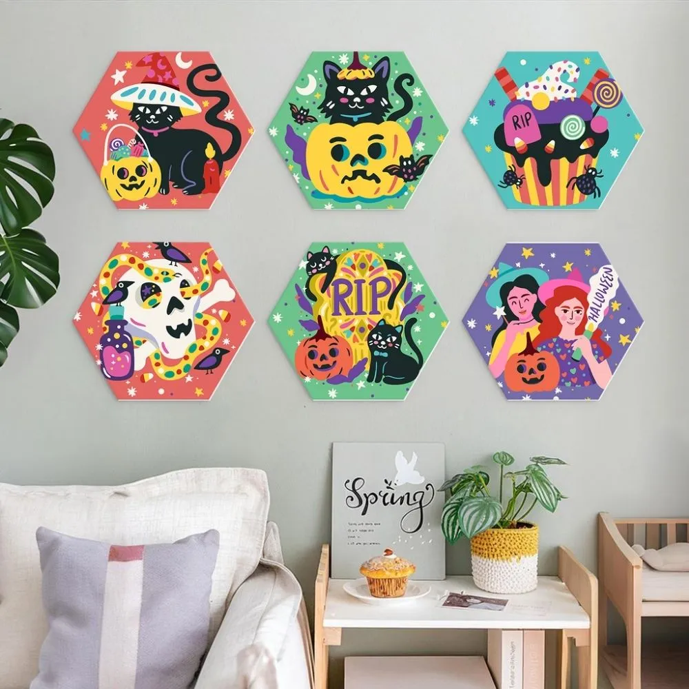 Figured'Art Heksenkat mini schilderen op nummer 6 stuks