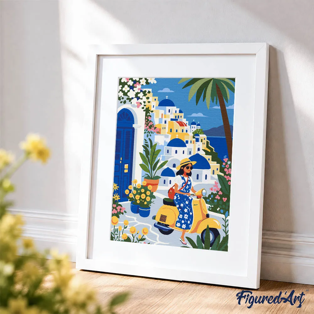 Figured'Art Santorini-ontsnapping schilderen op nummers cadeauset