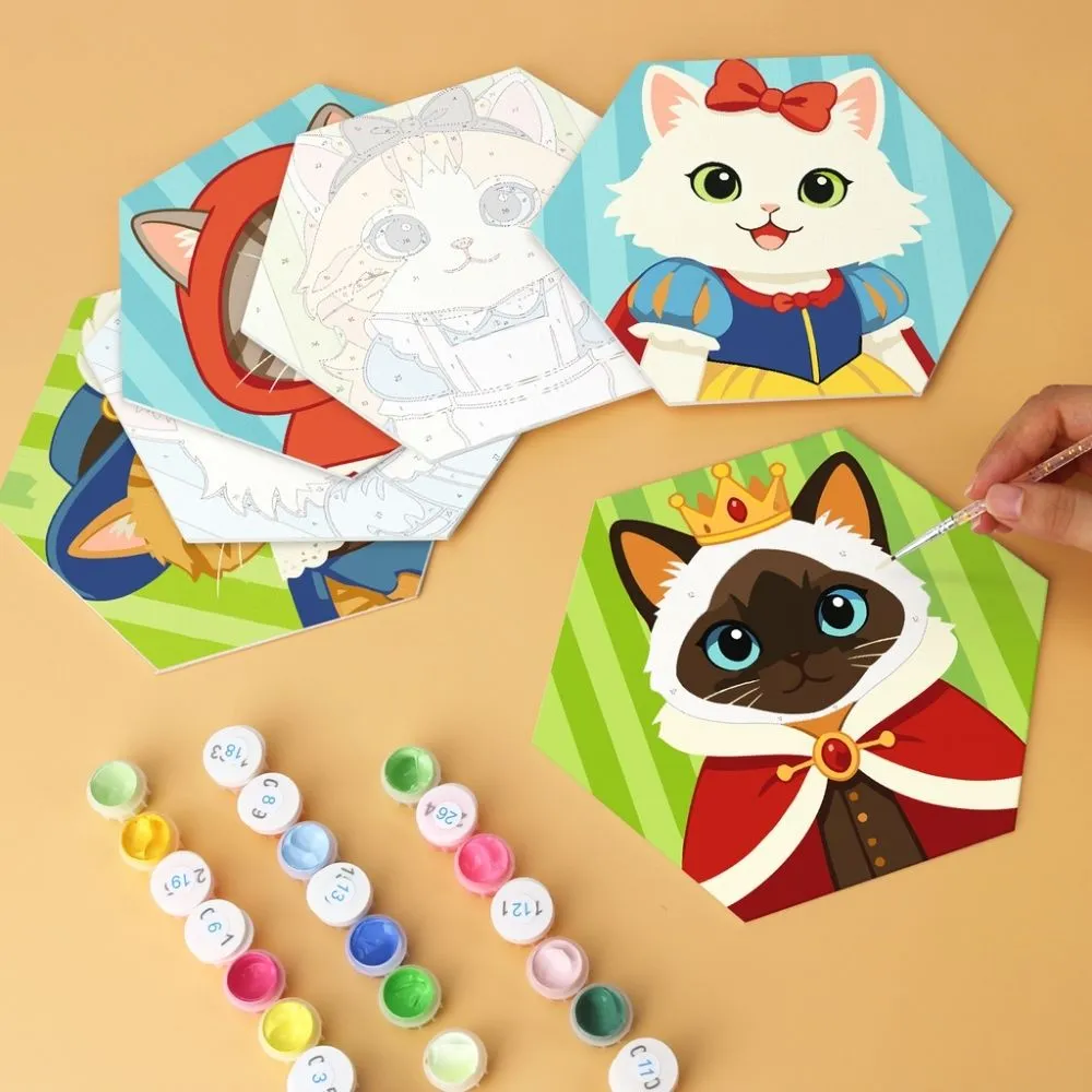 Figured'Art Mini Serie Kattenvrienden schilderen op nummer 6 stuks
