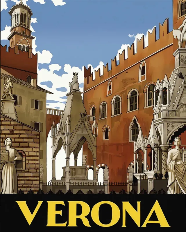 Figured'Art Vintage poster van Verona schilderen op nummer