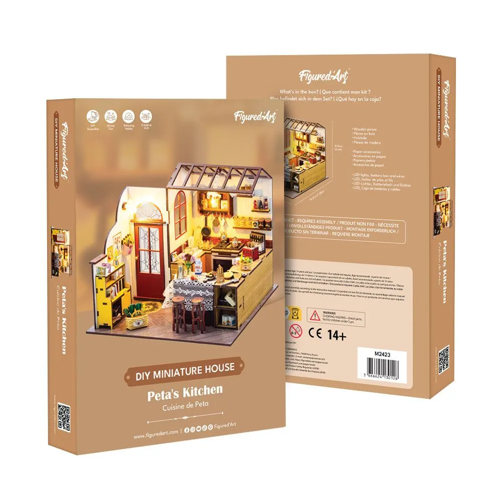 Figured'Art Miniatuurhuisje Peta's Keuken DIY pakket met ledverlichting