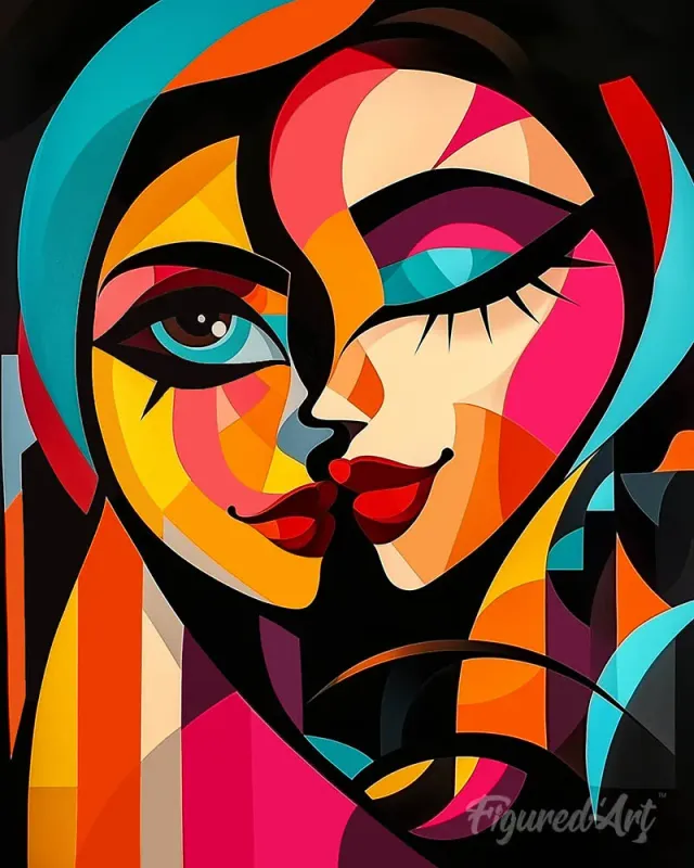 Figured'Art Twee Dames Gedurfd Abstract diamond painting 40x50cm